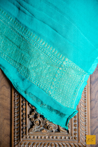 Aparna - Turquoise Green Banarasi Georgette Handwoven Saree