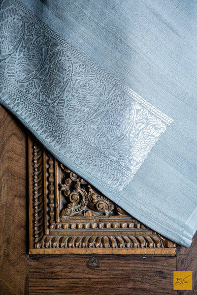 Matangi - Grey Banarasi Tussar Silk Handwoven Saree