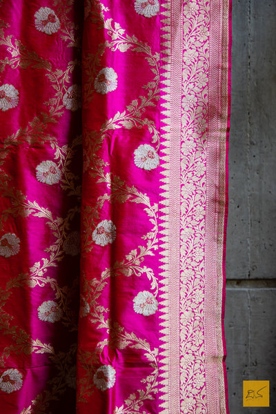 Kriya - Pink Banarasi Katan Silk Handwoven Dupatta
