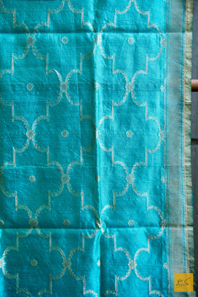 Kaamini - Turquoise Blue Banarasi Katan Silk Dupatta