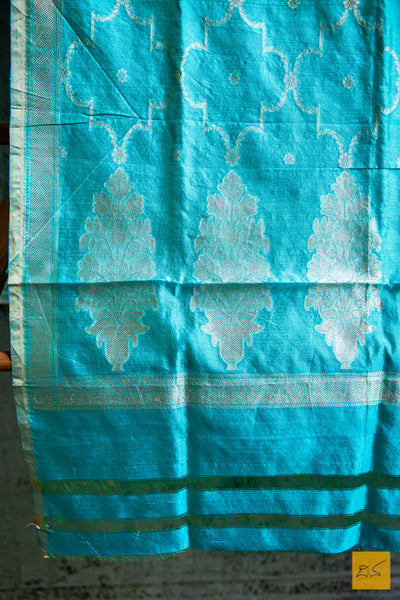 Kaamini - Turquoise Blue Banarasi Katan Silk Dupatta