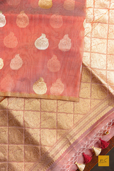 Bhairavi- Red Banarasi Tissue Organza Handwoven Saree