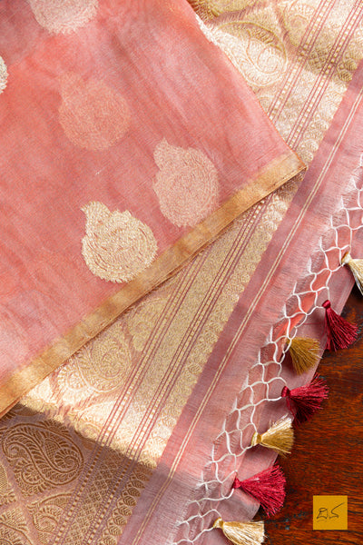 Bhairavi- Red Banarasi Tissue Organza Handwoven Saree