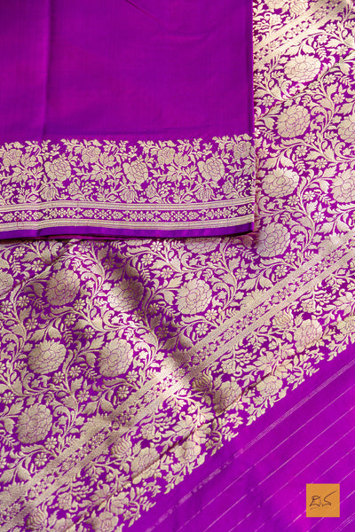 Upasana - Purple Banarasi Katan Silk Handwoven Saree