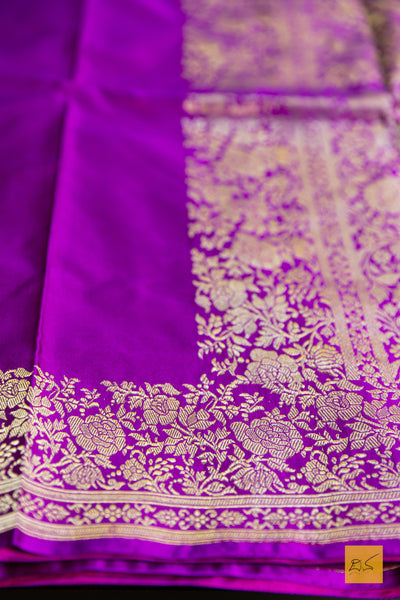 Upasana - Purple Banarasi Katan Silk Handwoven Saree