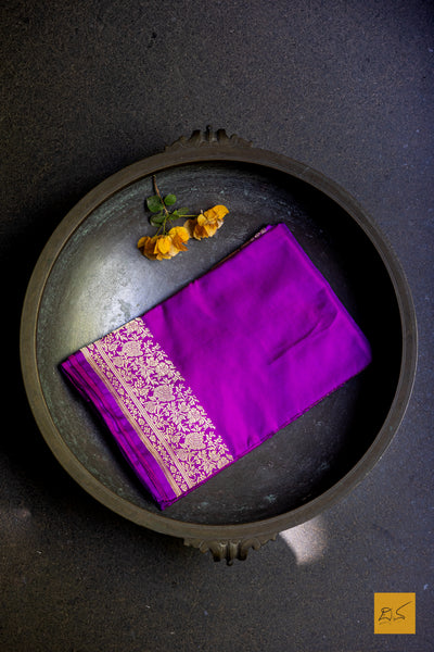 Upasana - Purple Banarasi Katan Silk Handwoven Saree