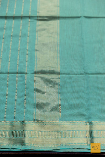 Kumuda- Light Sea Green Maheshwari Silk Cotton Handwoven Saree