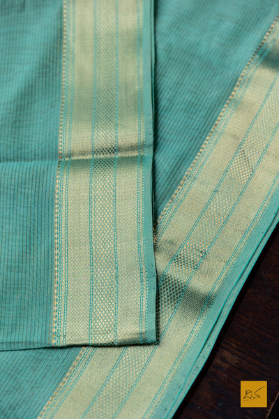 Kumuda- Light Sea Green Maheshwari Silk Cotton Handwoven Saree