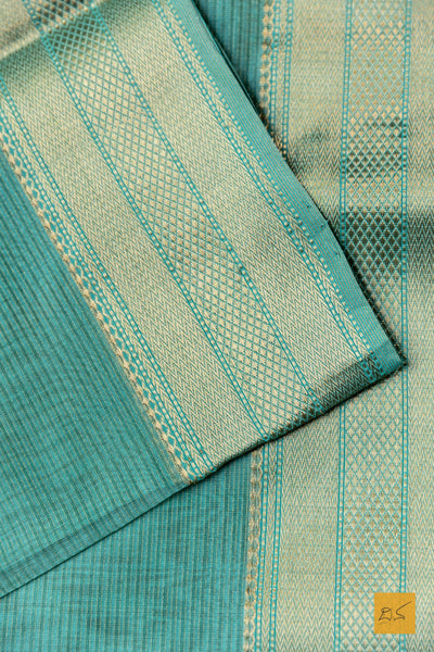 Kumuda- Light Sea Green Maheshwari Silk Cotton Handwoven Saree