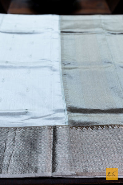 Mallige- White Chanderi Pure Silk Handwoven Saree