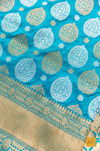 Bhanu- Sea Green Banarasi Katan Silk Handwoven Saree