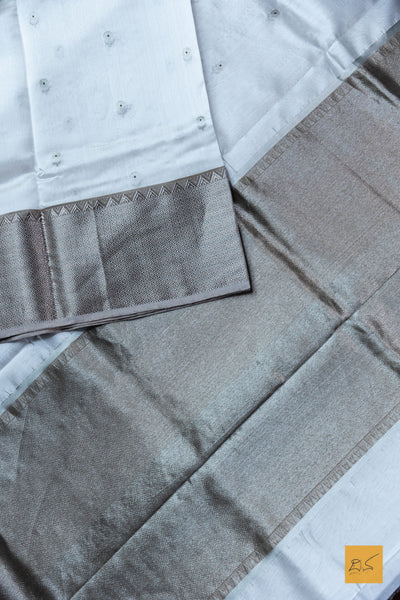 Mallige- White Chanderi Pure Silk Handwoven Saree