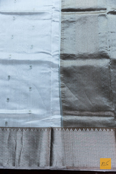 Mallige- White Chanderi Pure Silk Handwoven Saree
