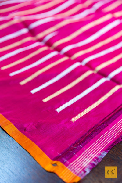 Damini - Dark Pink Banarasi Summer Silk Handwoven Saree