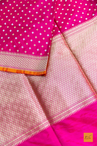 Damini - Dark Pink Banarasi Summer Silk Handwoven Saree