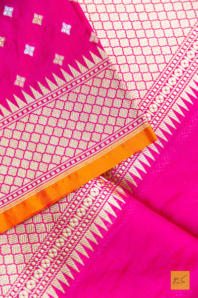 Damini - Dark Pink Banarasi Summer Silk Handwoven Saree