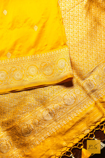 Mohana- Yellow Banarasi Katan Silk Handwoven Saree