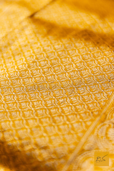 Mohana- Yellow Banarasi Katan Silk Handwoven Saree