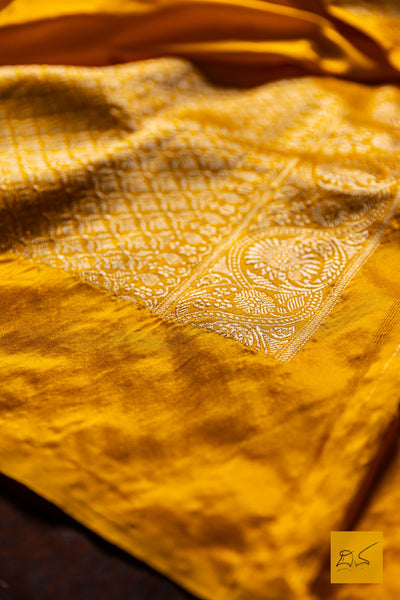 Mohana- Yellow Banarasi Katan Silk Handwoven Saree