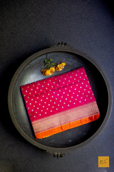 Damini - Dark Pink Banarasi Summer Silk Handwoven Saree