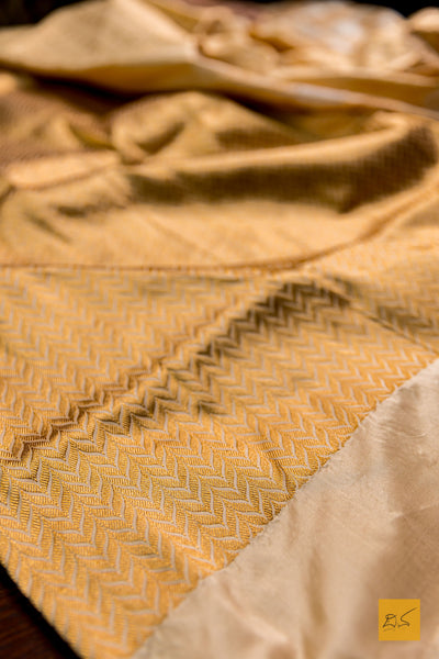 Basanthi- Off White Banarasi Katan Silk Handwoven Saree