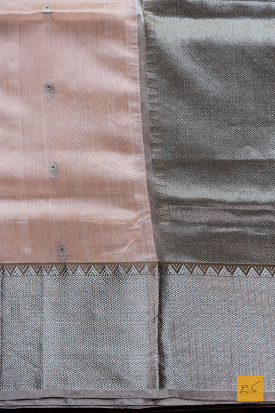 Shailaja- Peach Chanderi Pure Silk Handwoven Saree