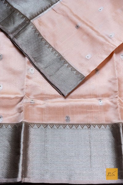 Shailaja- Peach Chanderi Pure Silk Handwoven Saree