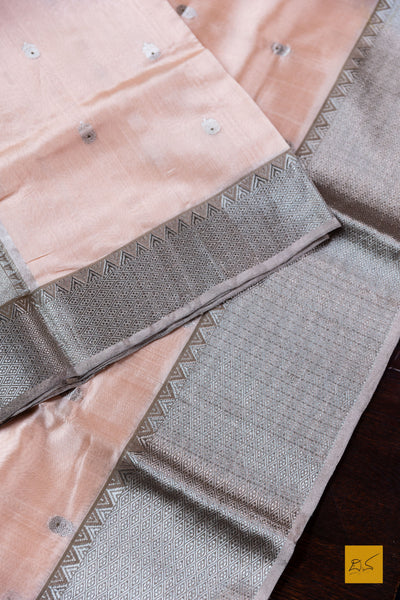 Shailaja- Peach Chanderi Pure Silk Handwoven Saree