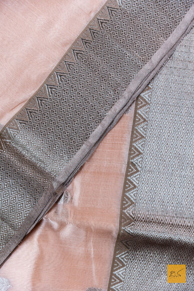 Shailaja- Peach Chanderi Pure Silk Handwoven Saree