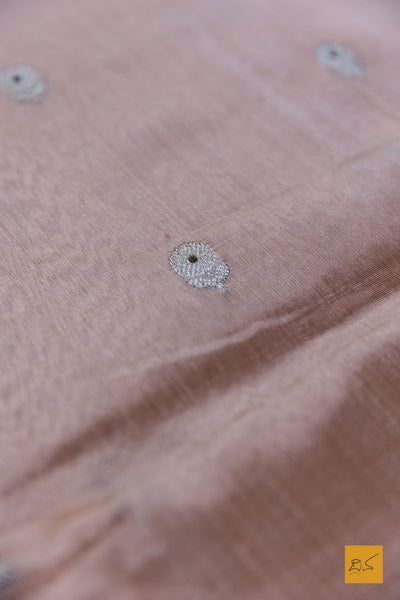 Shailaja- Peach Chanderi Pure Silk Handwoven Saree