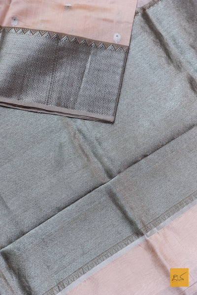 Shailaja- Peach Chanderi Pure Silk Handwoven Saree