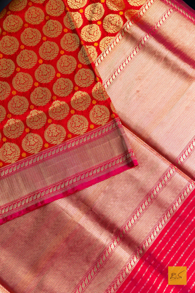 Radhika- Red Banarasi Summer Silk Handwoven Saree
