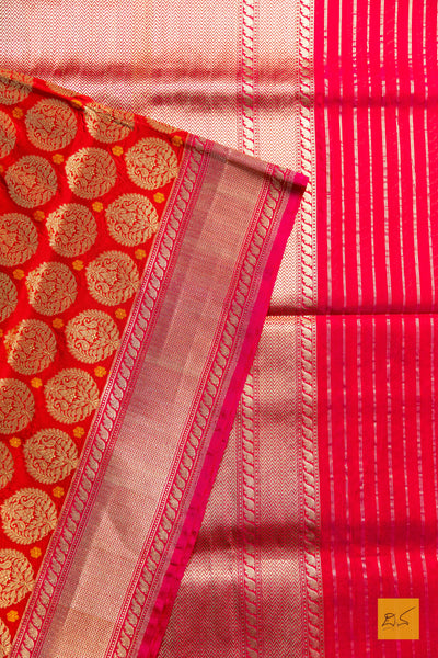 Radhika- Red Banarasi Summer Silk Handwoven Saree