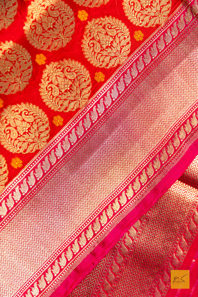 Radhika- Red Banarasi Summer Silk Handwoven Saree