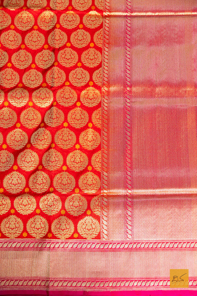 Radhika- Red Banarasi Summer Silk Handwoven Saree