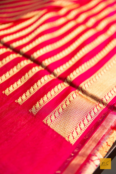 Radhika- Red Banarasi Summer Silk Handwoven Saree