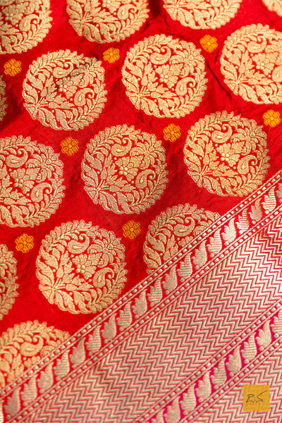 Radhika- Red Banarasi Summer Silk Handwoven Saree