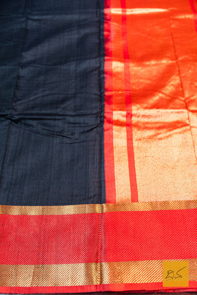 Jyothsna- Black Banarasi Tussar Silk Handwoven Saree