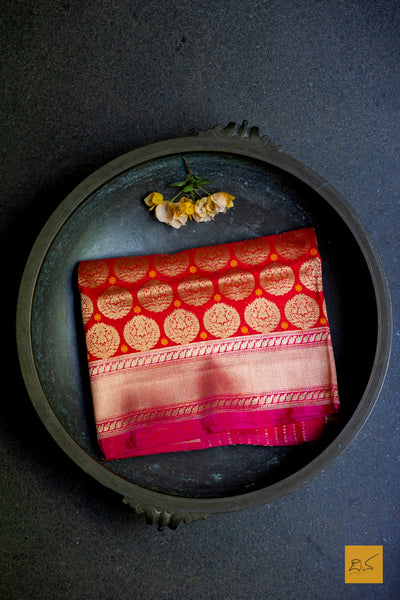 Radhika- Red Banarasi Summer Silk Handwoven Saree