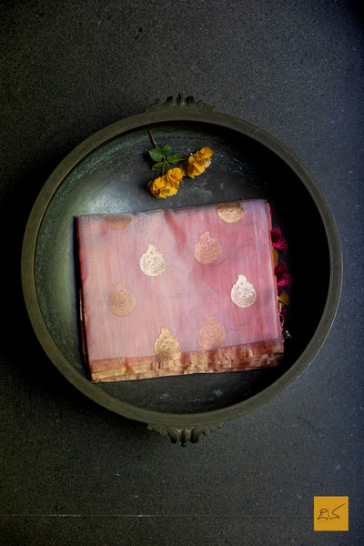 Bhairavi- Red Banarasi Tissue Organza Handwoven Saree