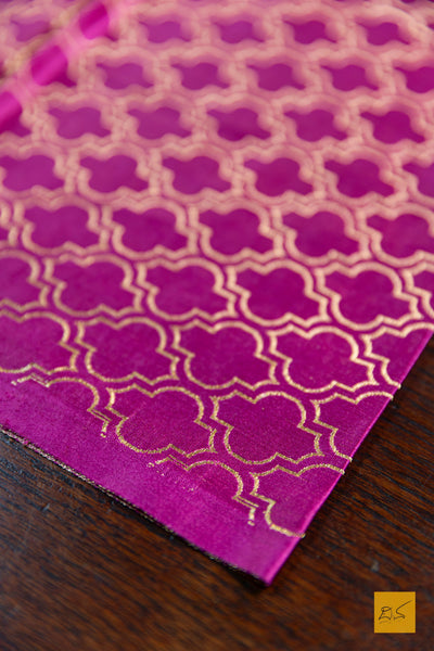 Arabhi - Pink Banarasi Tissue Organza Handwoven Saree