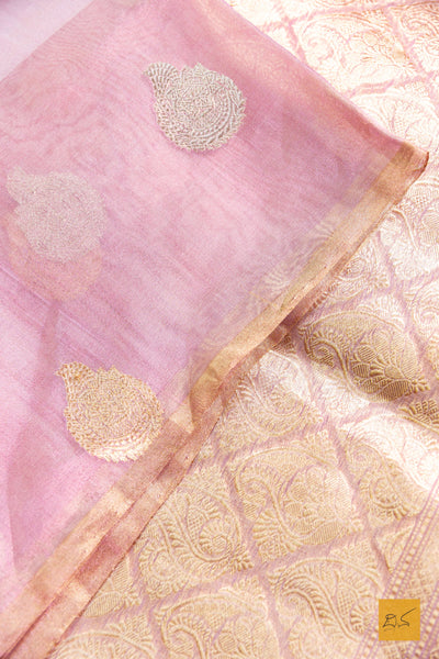 Arabhi - Pink Banarasi Tissue Organza Handwoven Saree