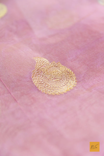 Arabhi - Pink Banarasi Tissue Organza Handwoven Saree