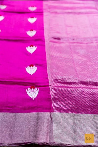 Malati- Pink Chanderi Pure Silk Handwoven Saree