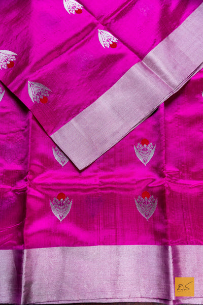 Malati- Pink Chanderi Pure Silk Handwoven Saree