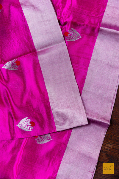 Malati- Pink Chanderi Pure Silk Handwoven Saree