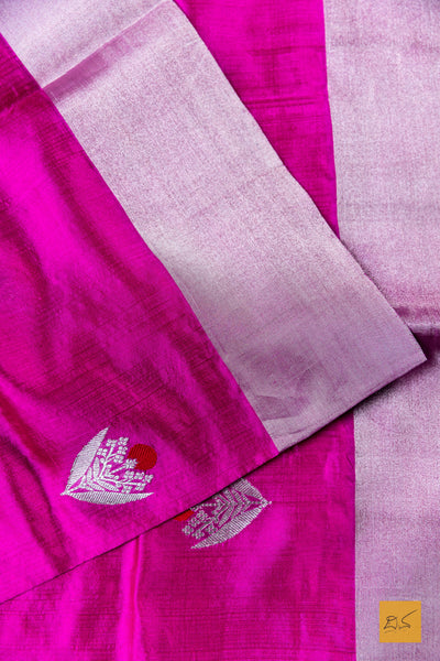 Malati- Pink Chanderi Pure Silk Handwoven Saree