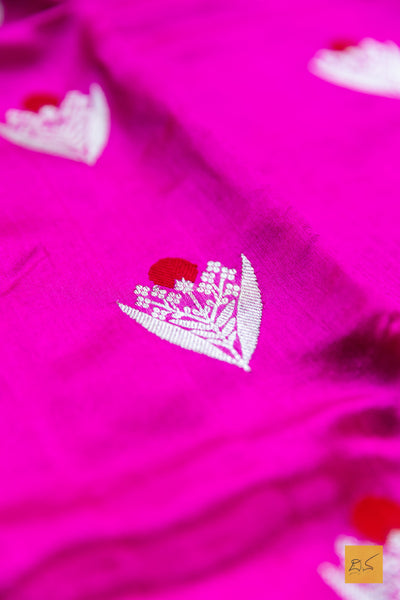 Malati- Pink Chanderi Pure Silk Handwoven Saree