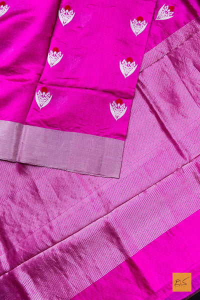 Malati- Pink Chanderi Pure Silk Handwoven Saree