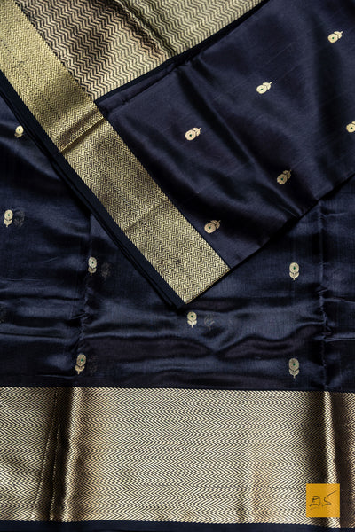 Naidile- Black Chanderi Pure Silk Handwoven Saree